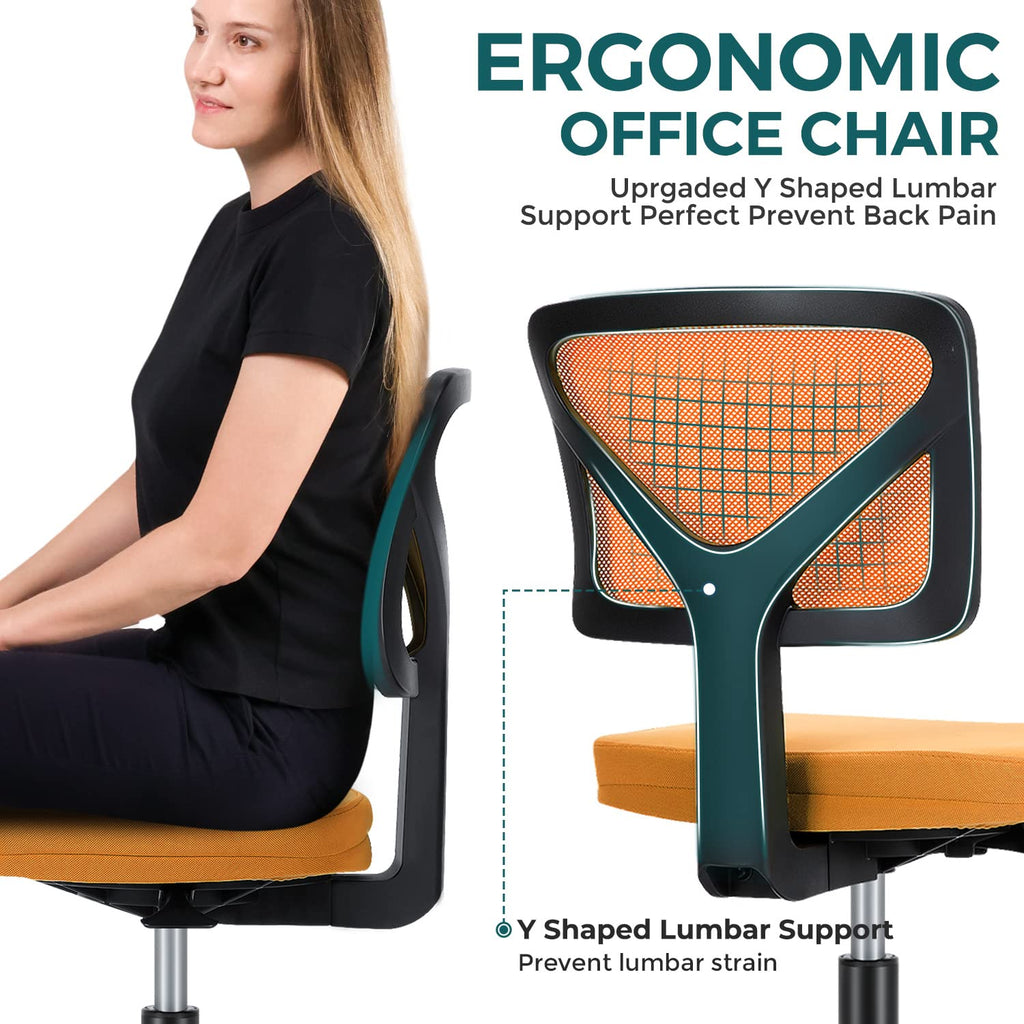Orange Mesh Ergonomic Adjustable Swivel Rolling Office Chair G35973