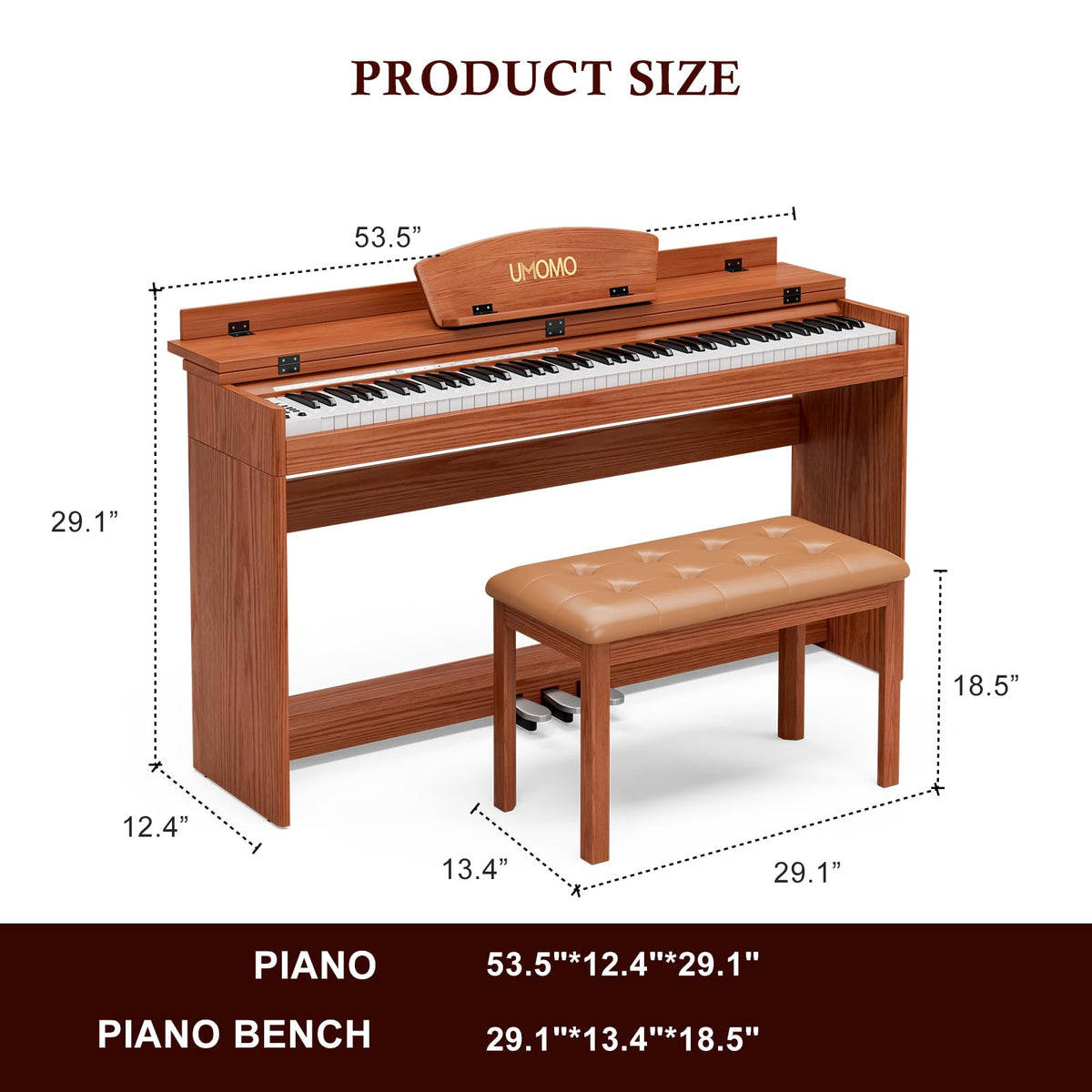 88 Weighted Keys Upright Digital Piano with Bench N380830