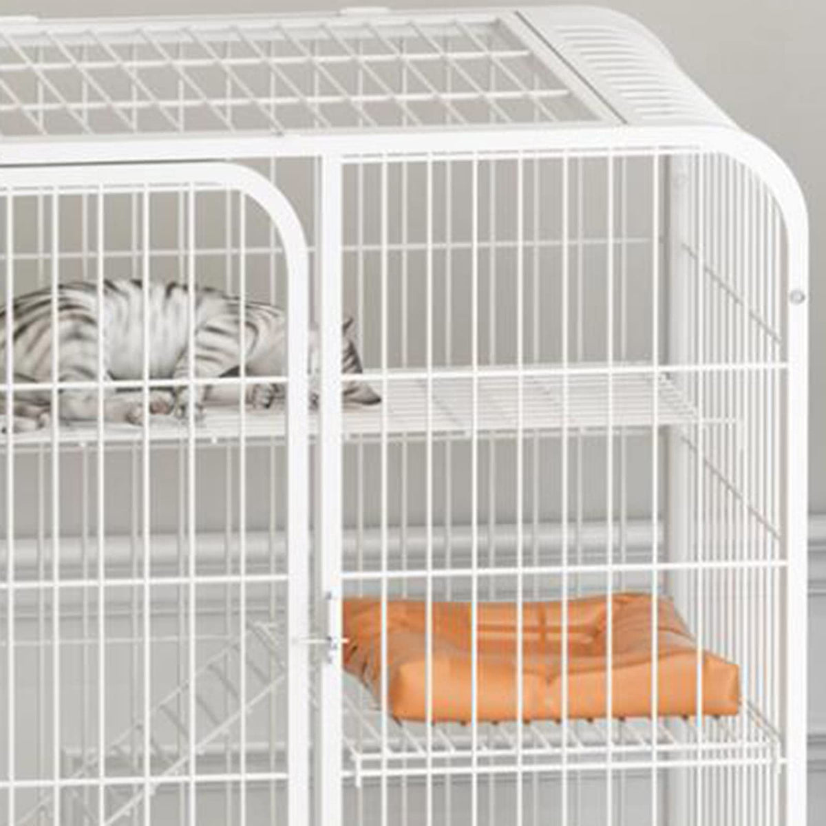 3-Tier Metal Wire Cat Cage with Hammock and Casters Q786219