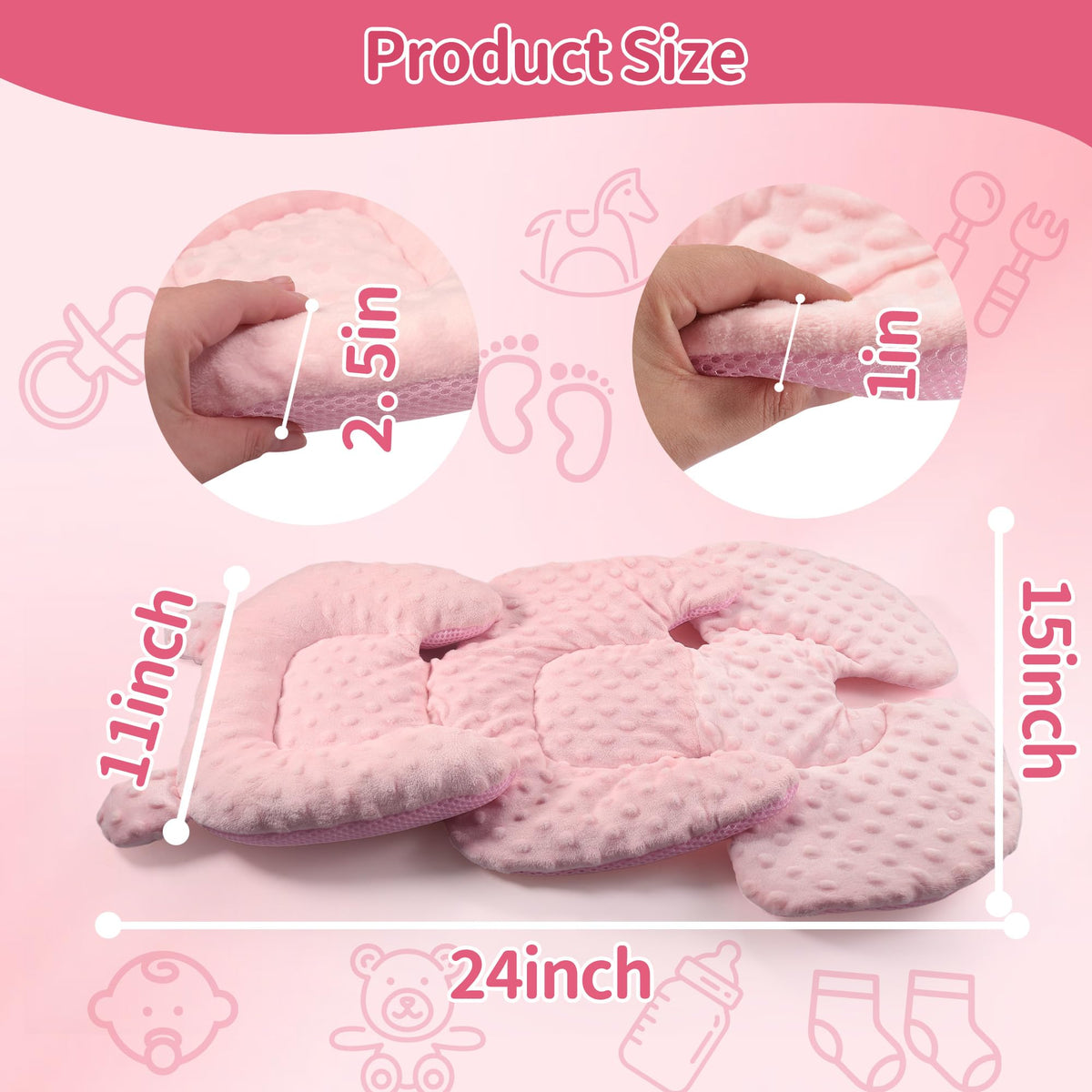 Reversible Carseat Head Body Support Newborn Pink C340627