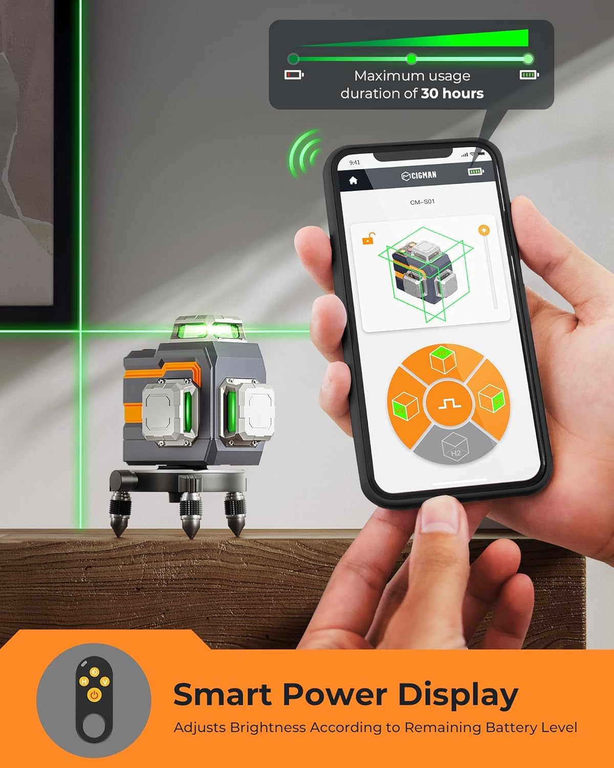 Green 3x360° Self Leveling Laser Level H7646