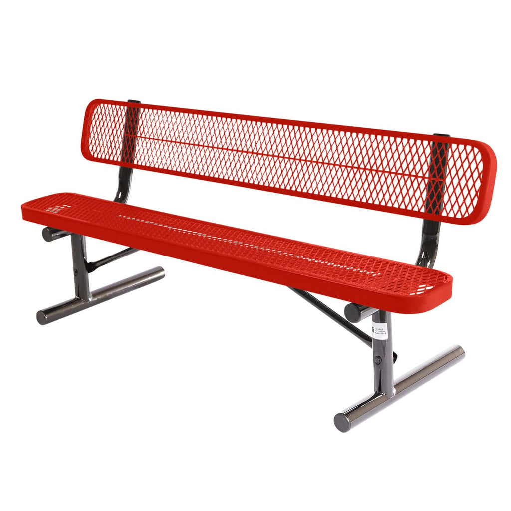 Red 6Ft Portable Outdoor Bench with Back G654