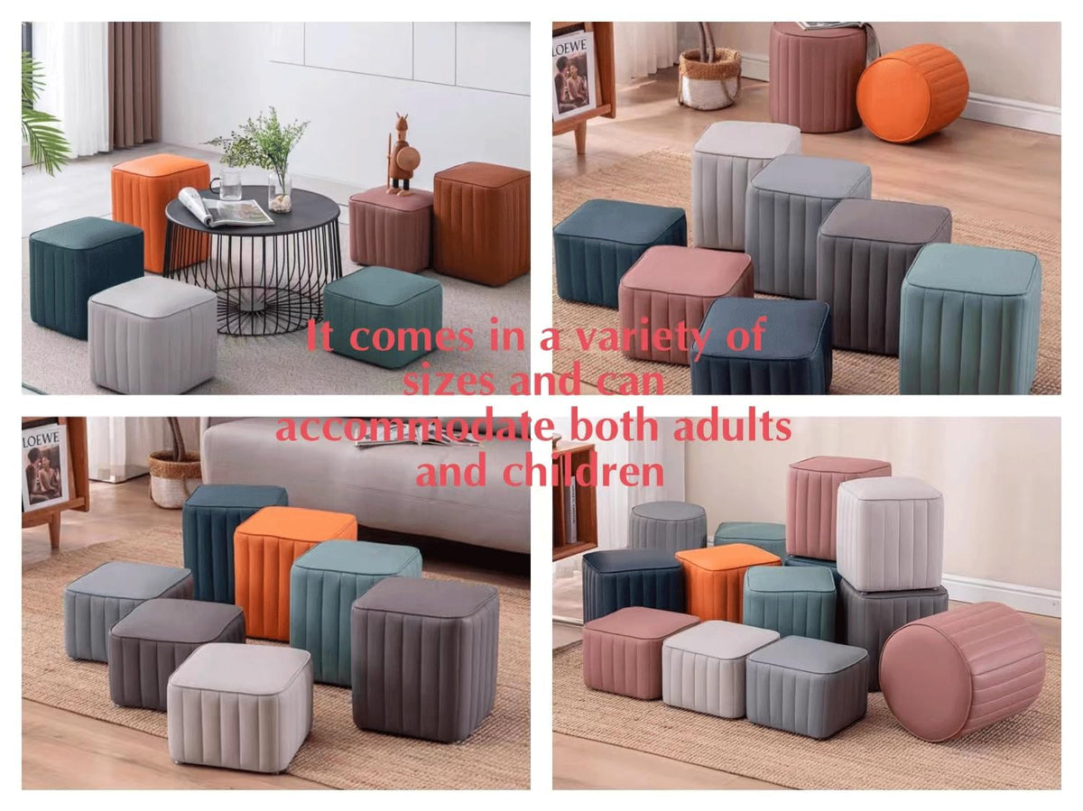 Leather Upholstered Square Footstool Q51127