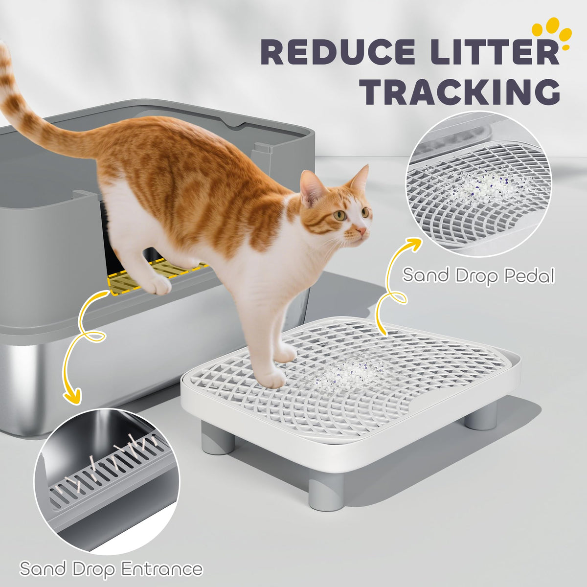 Stainless Steel Extra Large High Sided Litter Box with Scoop F558563