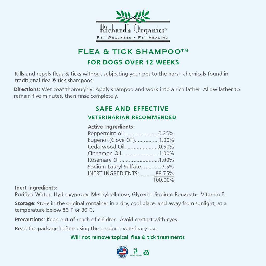 All-Natural Flea and Tick Shampoo for Dogs 12oz E4191