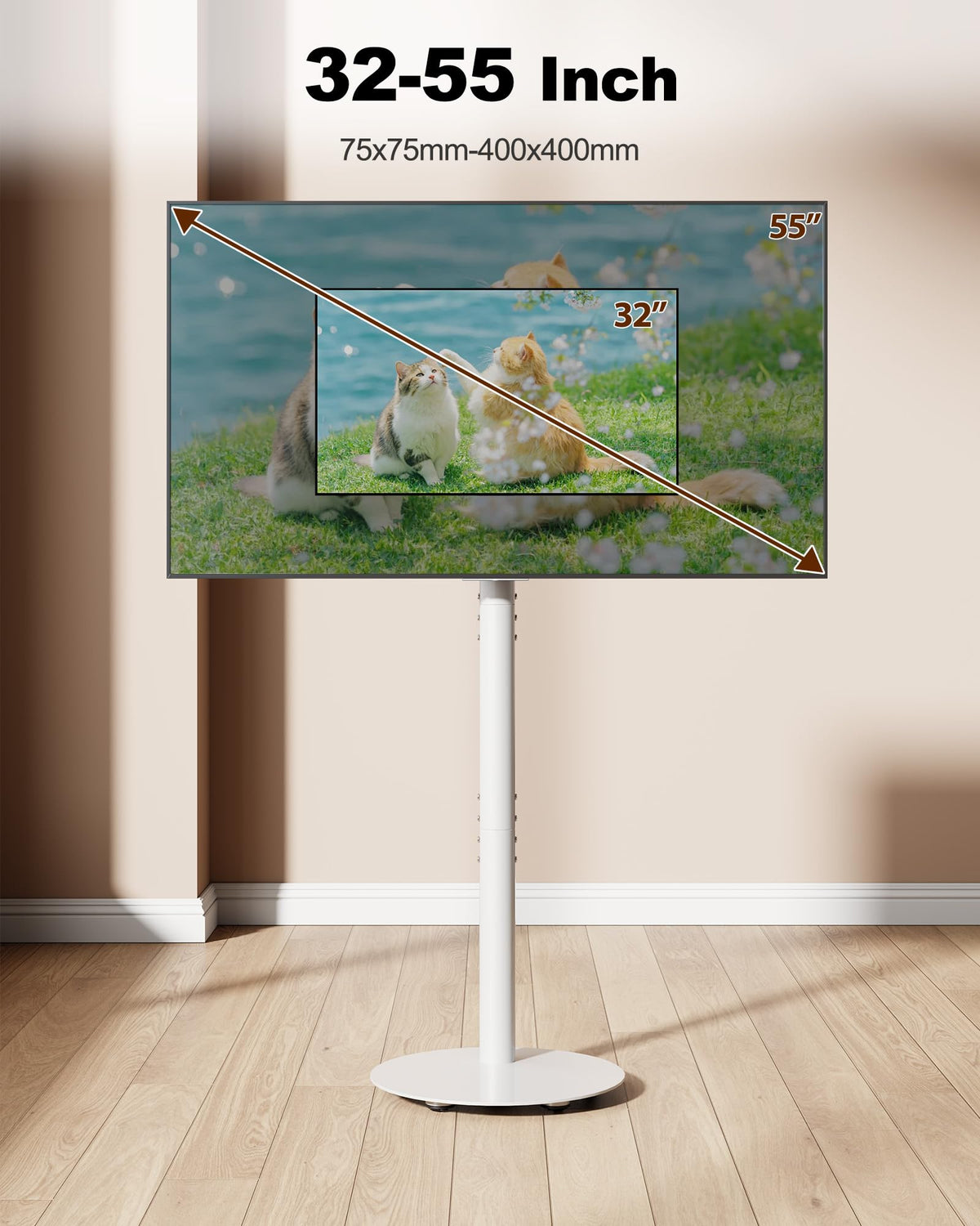 White Rolling TV Stand for 32-55 Inch TVs Y79318