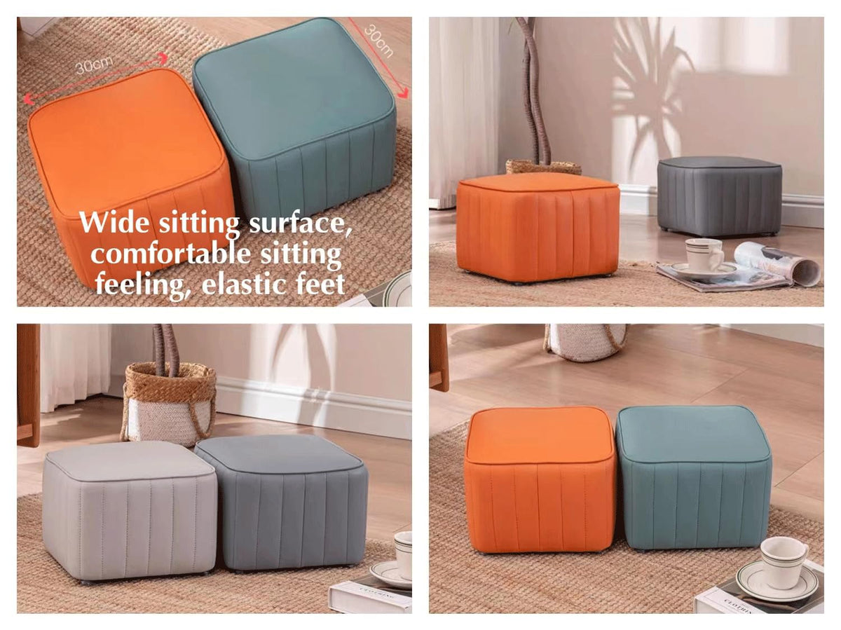 Leather Upholstered Square Footstool Q51127