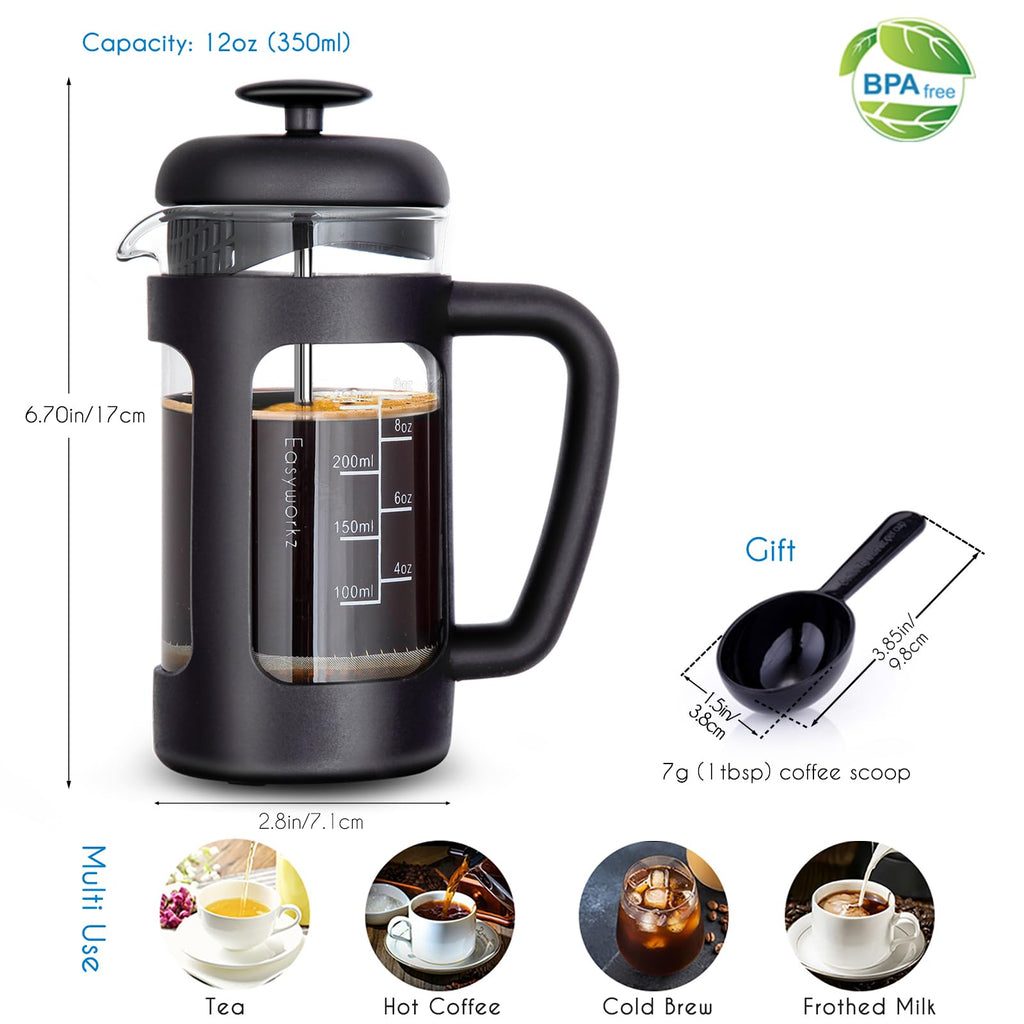 12 oz Stainless Steel French Press and Creamer Sugar Bowl Set T225508