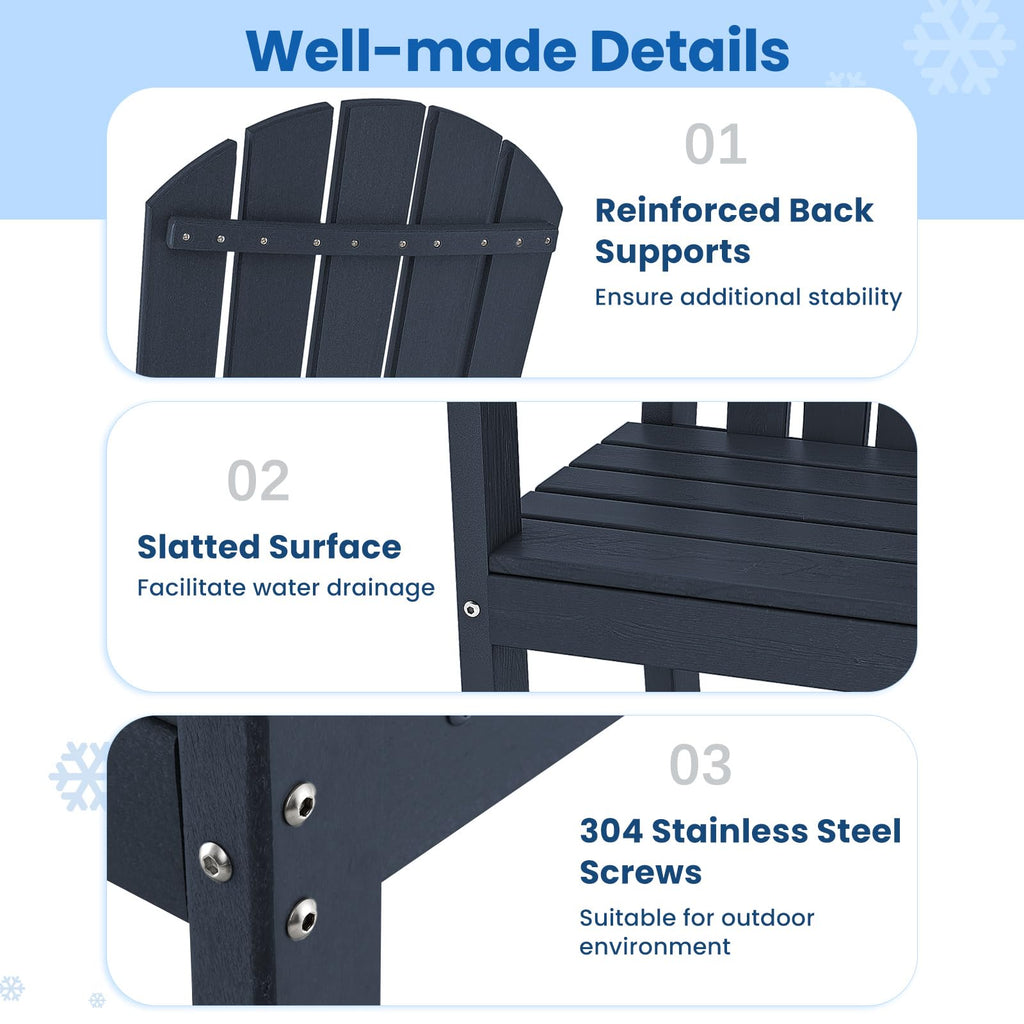Navy Blue HDPE Resin Adirondack Chair G798