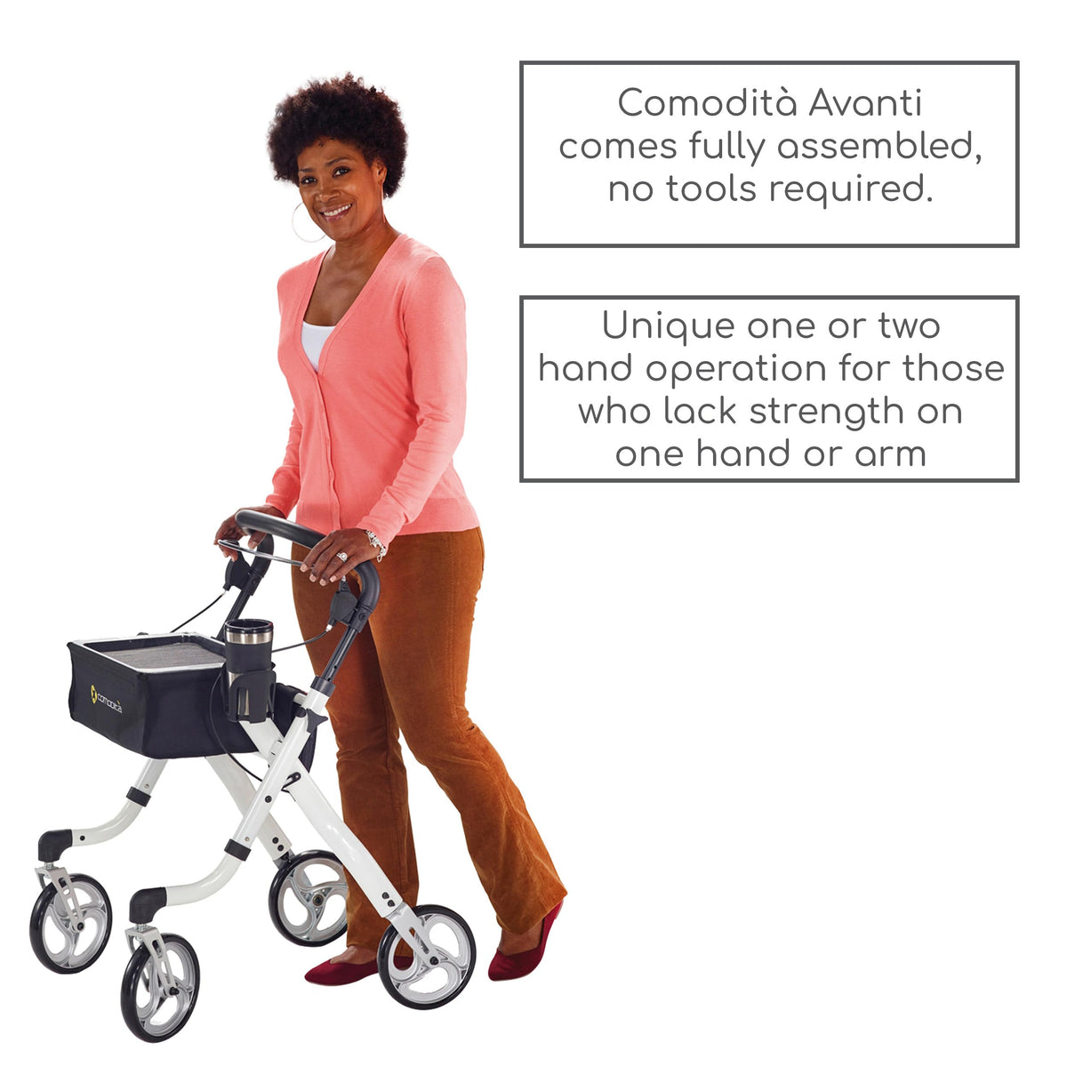 Rolling Walker with Orthopedic Extra Wide Seat and Brakes Z296