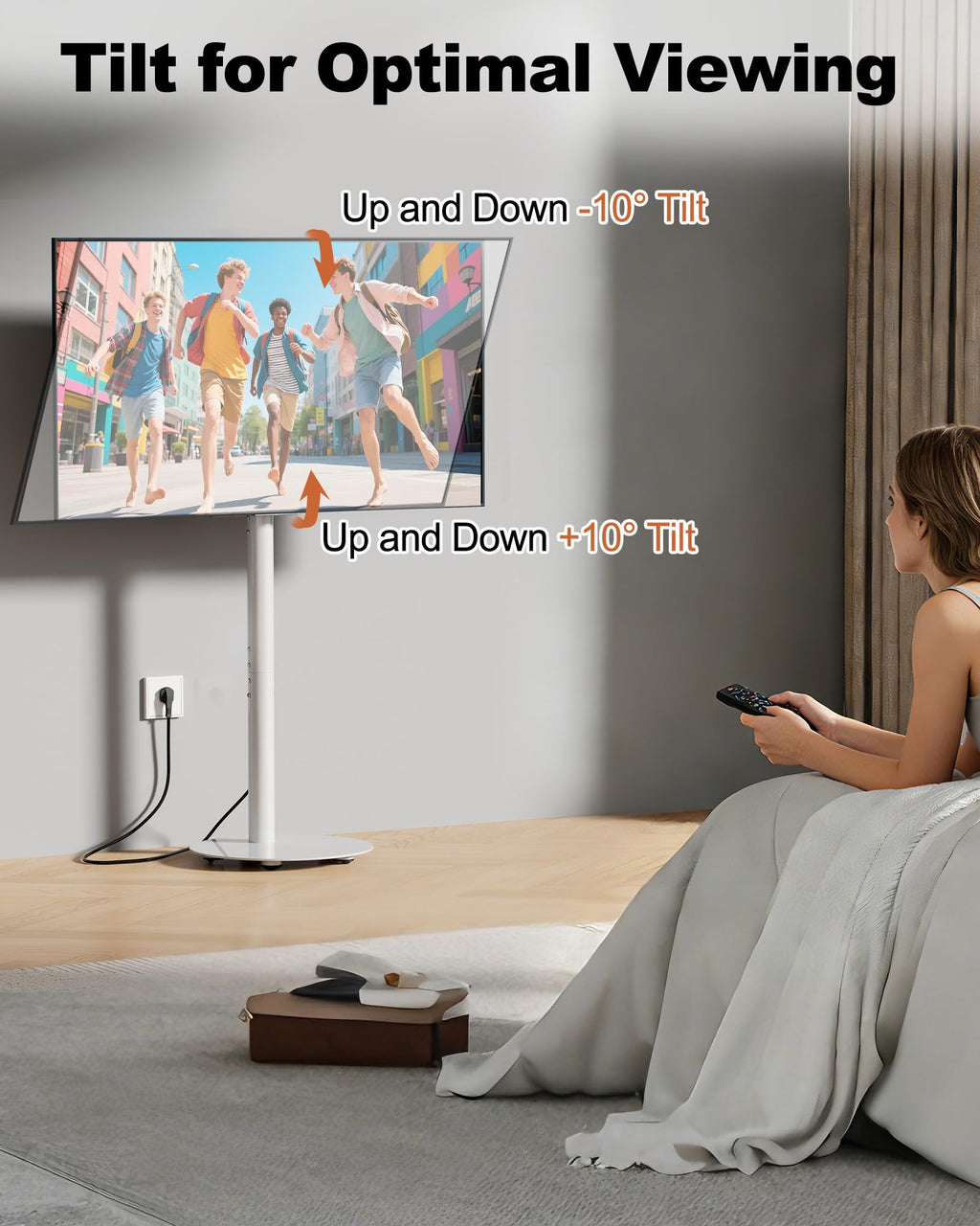 White Rolling TV Stand for 32-55 Inch TVs Y79318