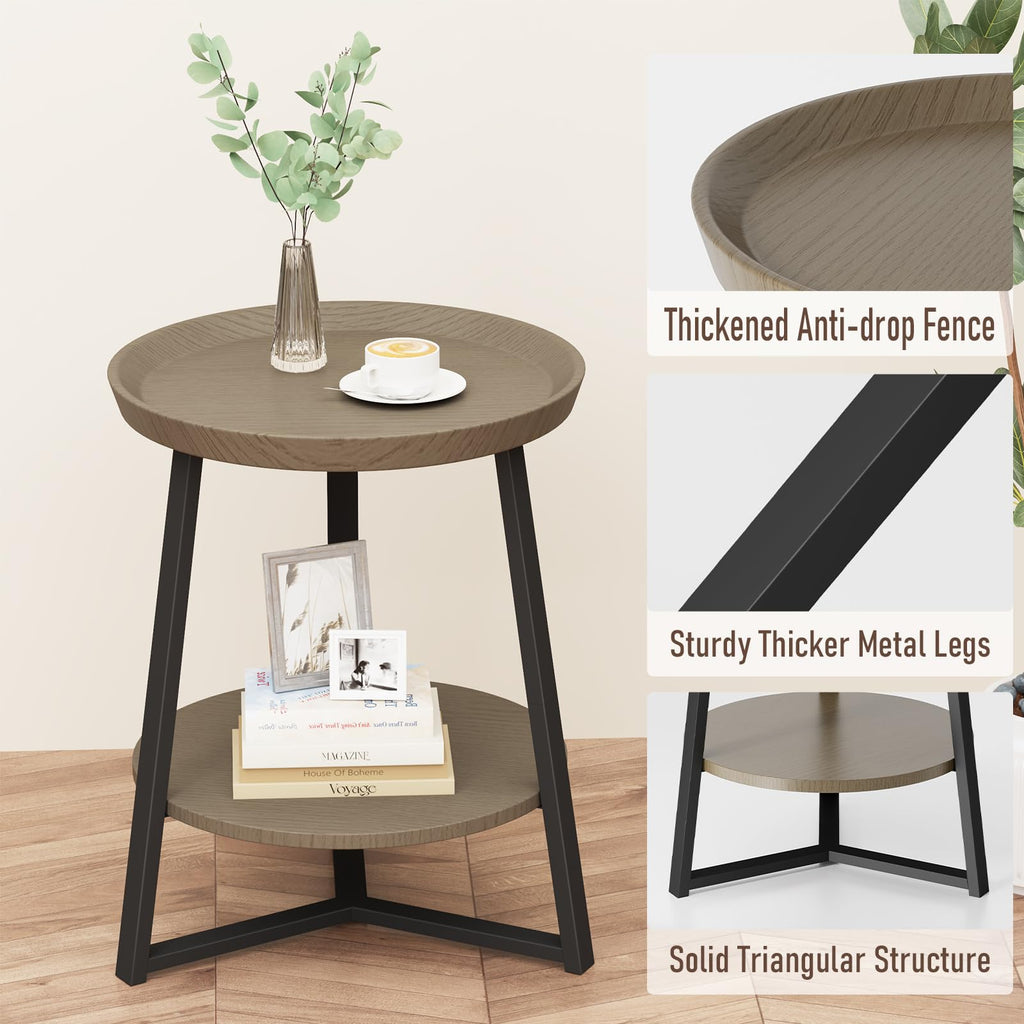 Round 2 Tier End Table with Storage Shelf A88003