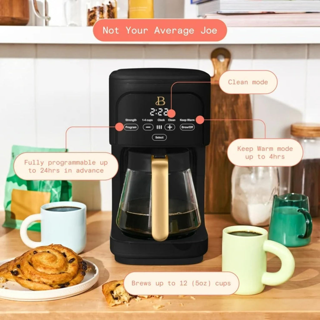 Programmable 12-Cup Drip Coffee Machine with Glass Carafe J195284