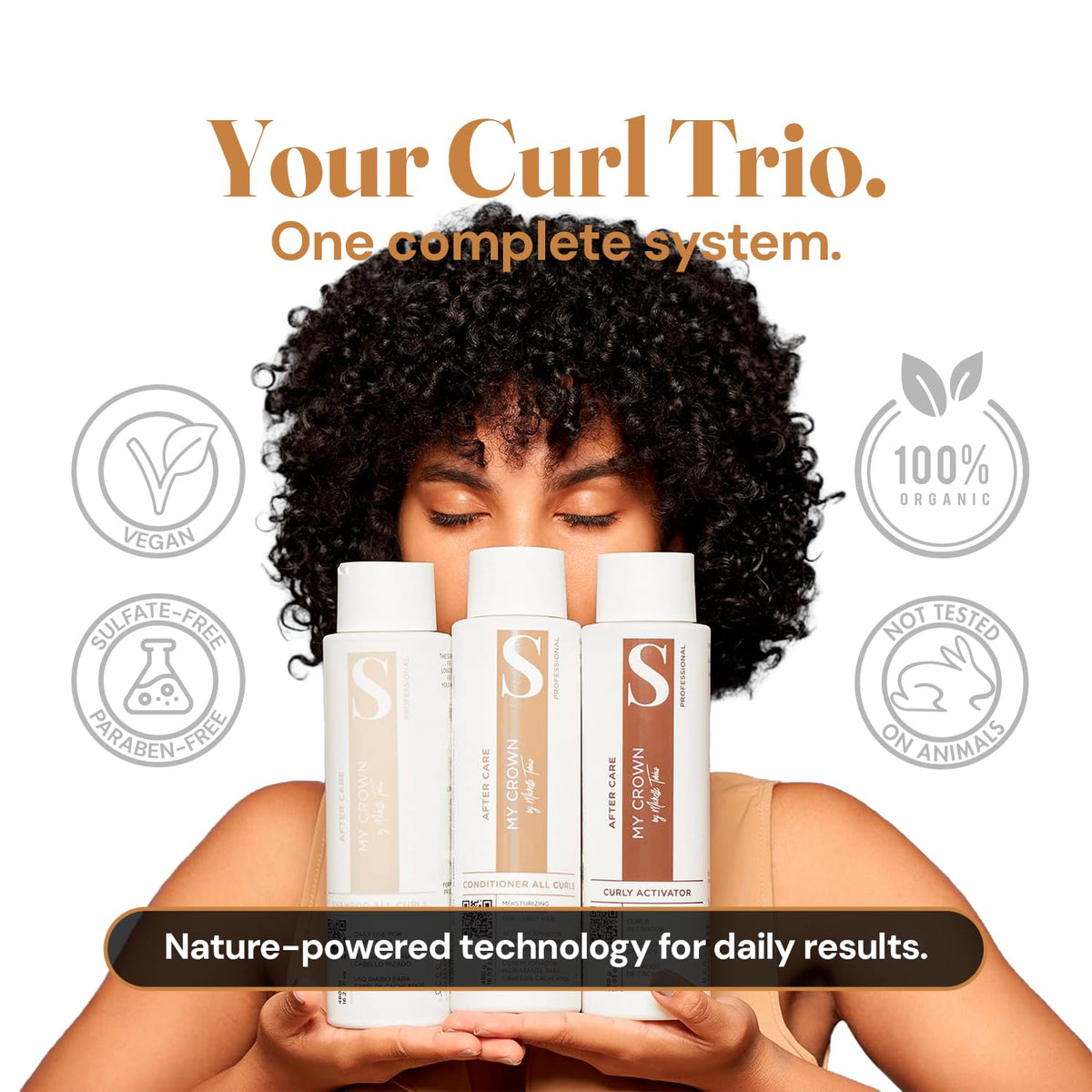 Curly Hair Shampoo Conditioner & Curl Cream Kit, 3x16.9oz U6722