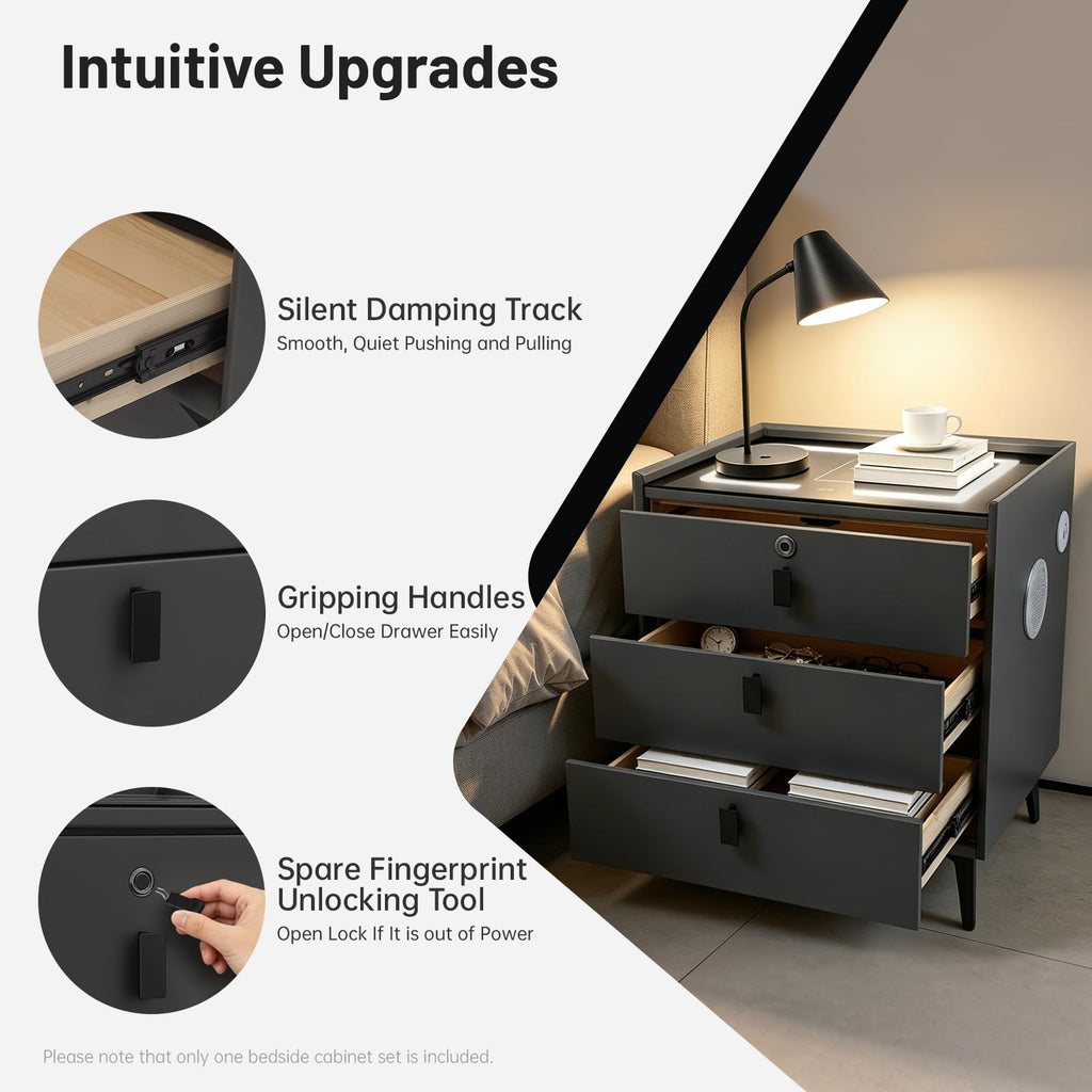 Solid Wood Nightstand with Charging Station L60534