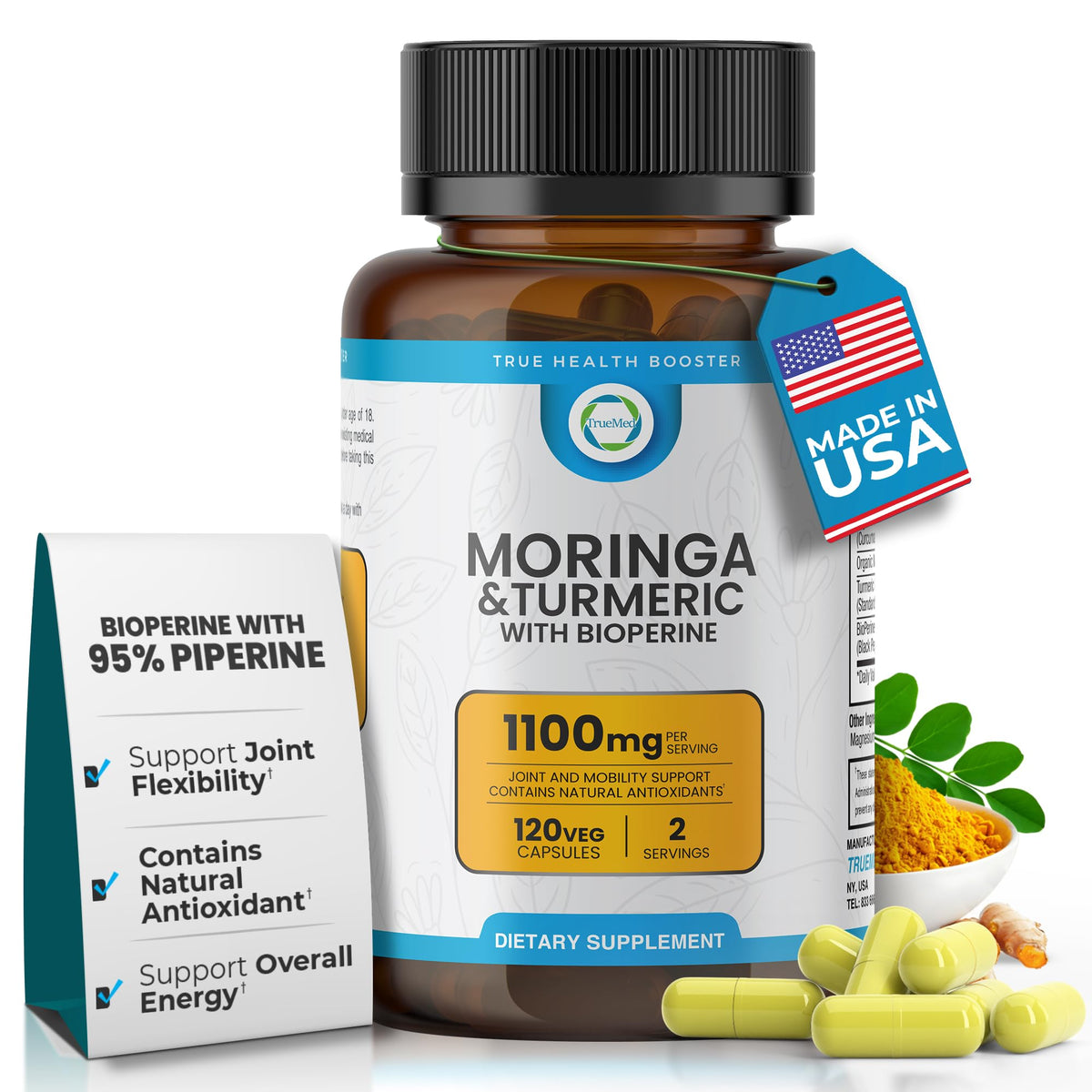 Moringa Turmeric Bioperine Supplement 120CT S623