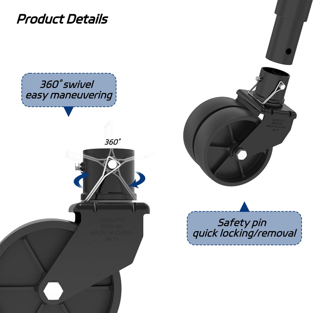 Dual 6" Trailer Jack Swivel Caster Wheel H81953