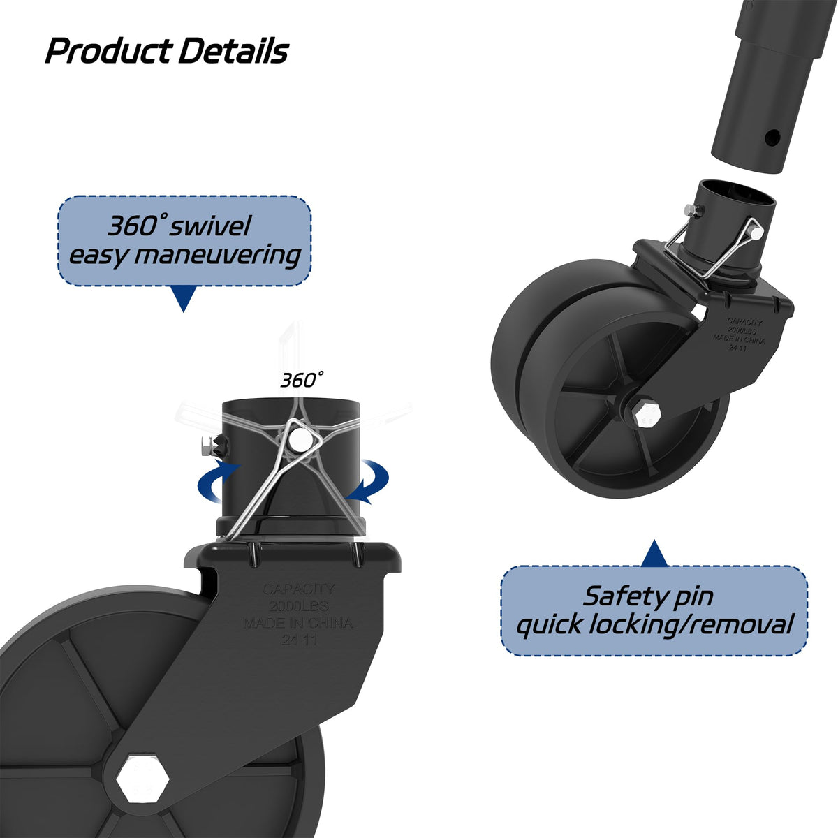Dual 6" Trailer Jack Swivel Caster Wheel H81953