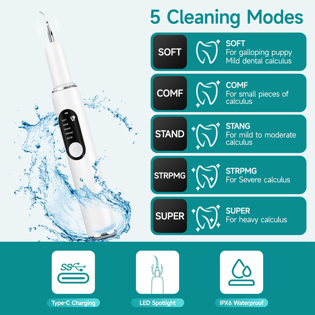 White Dog Teeth Cleaning Kit with LED Light H102