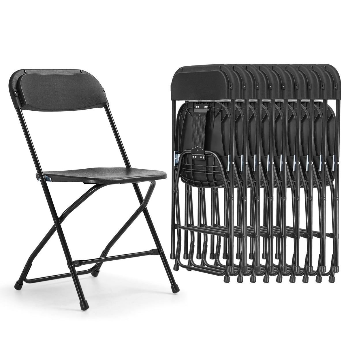 Folding Chairs 10 Pack 550LBS Capacity Heavy Duty Black S465938