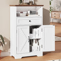White Storage Cabinet with Barn Doors and Drawers H83197