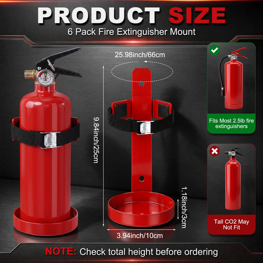 6 Pack 2.5 lb Fire Extinguisher Wall Mount Bracket K62991