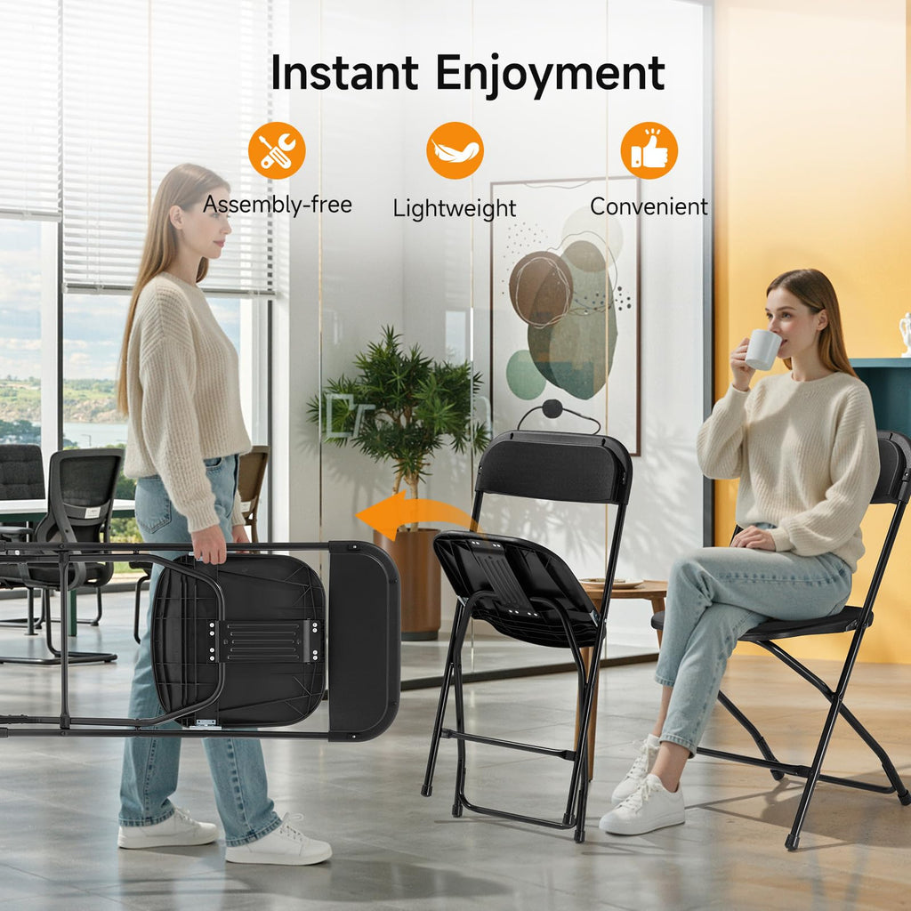 Folding Chairs 10 Pack 550LBS Capacity Heavy Duty Black S465938