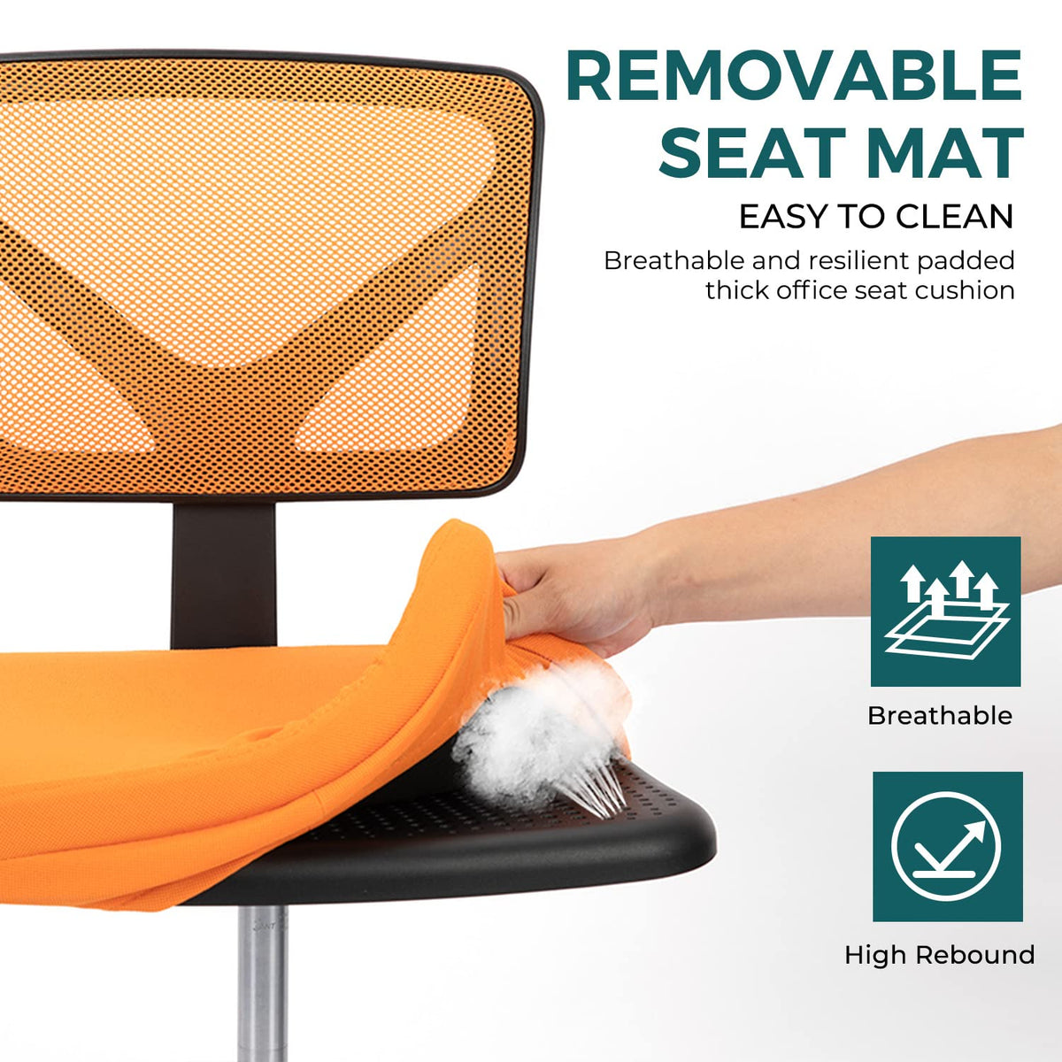 Orange Mesh Ergonomic Adjustable Swivel Rolling Office Chair G35973