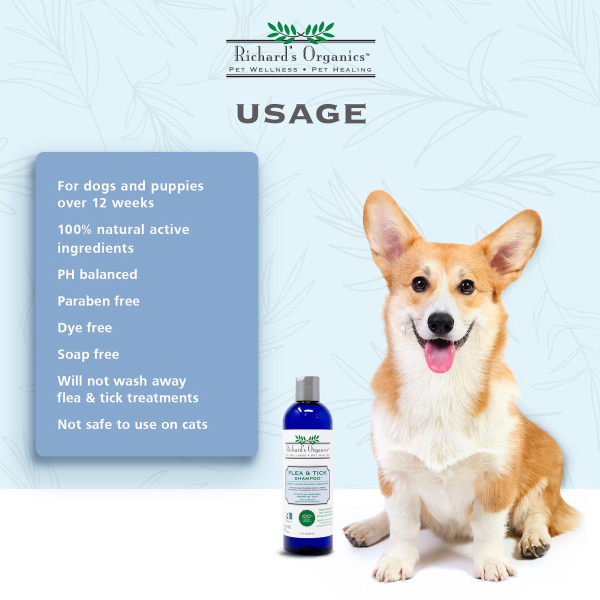 All-Natural Flea and Tick Shampoo for Dogs 12oz E4191