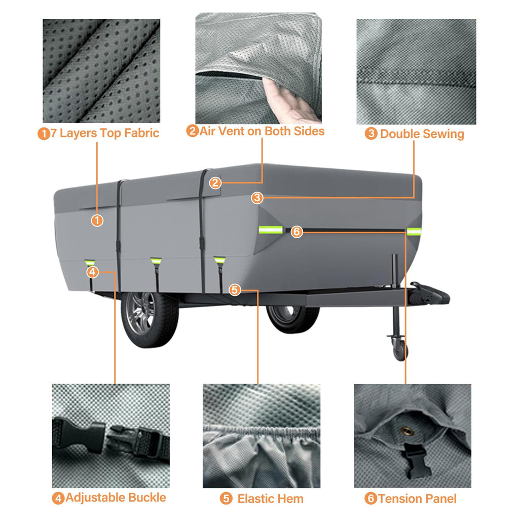 12'-14' 7 Layers Waterproof Breathable Pop Up Folding Camper Cover Y55955