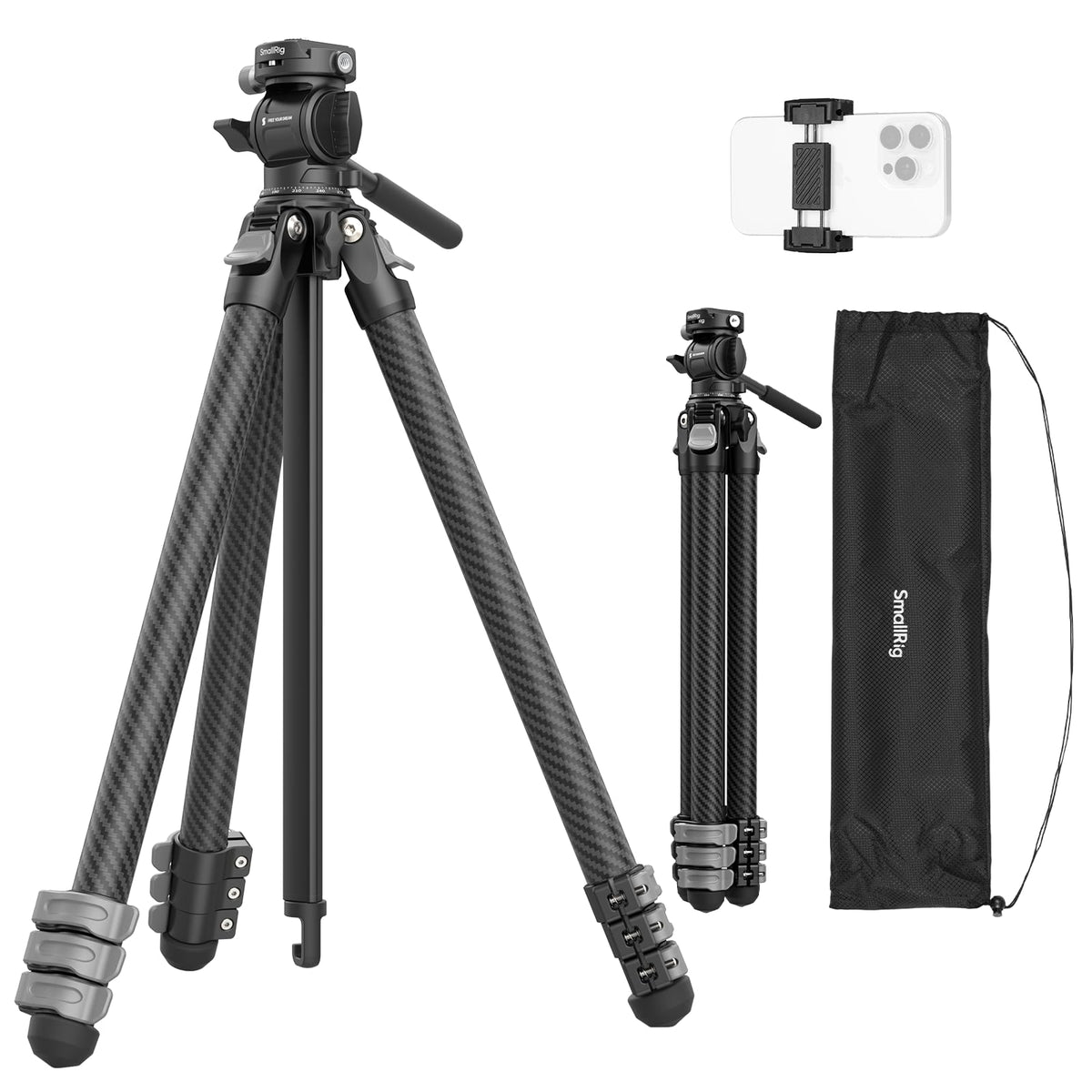 Carbon Fiber Compact Travel Tripod with Fluid Head N952