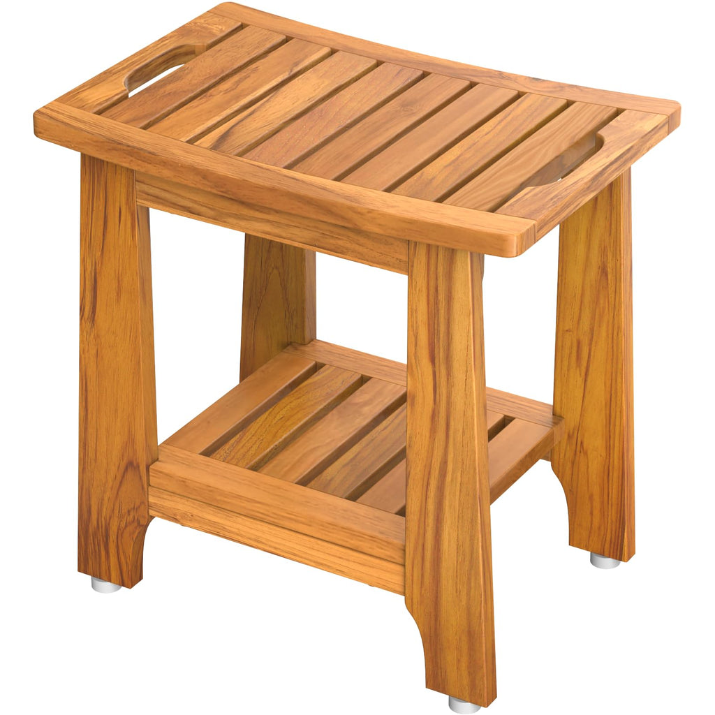 18" Teak Shower Bench with Non-Slip Leveling Feet E707