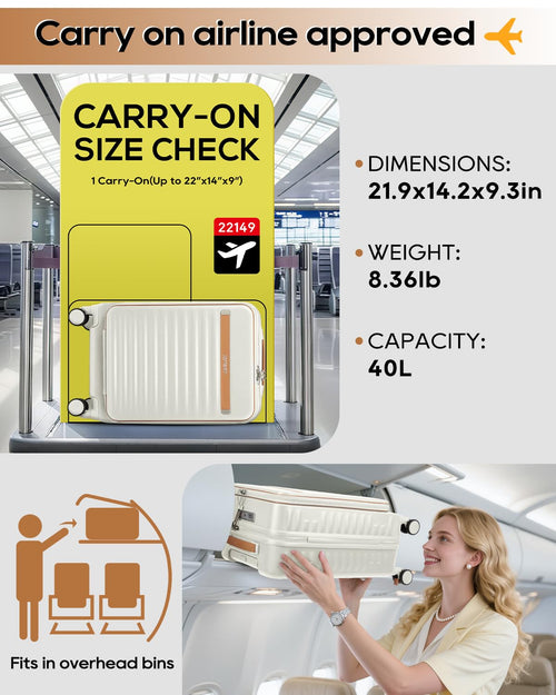 20 Inch Carry On Luggage with Front Pocket and Cup Holder, White G728