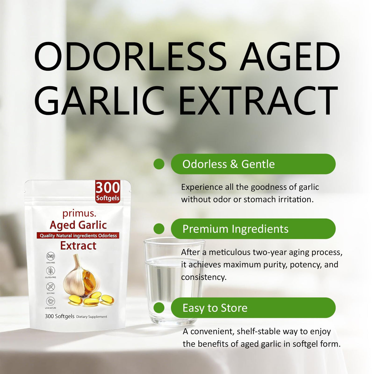 Odorless Garlic Extract 300 Softgels V65228