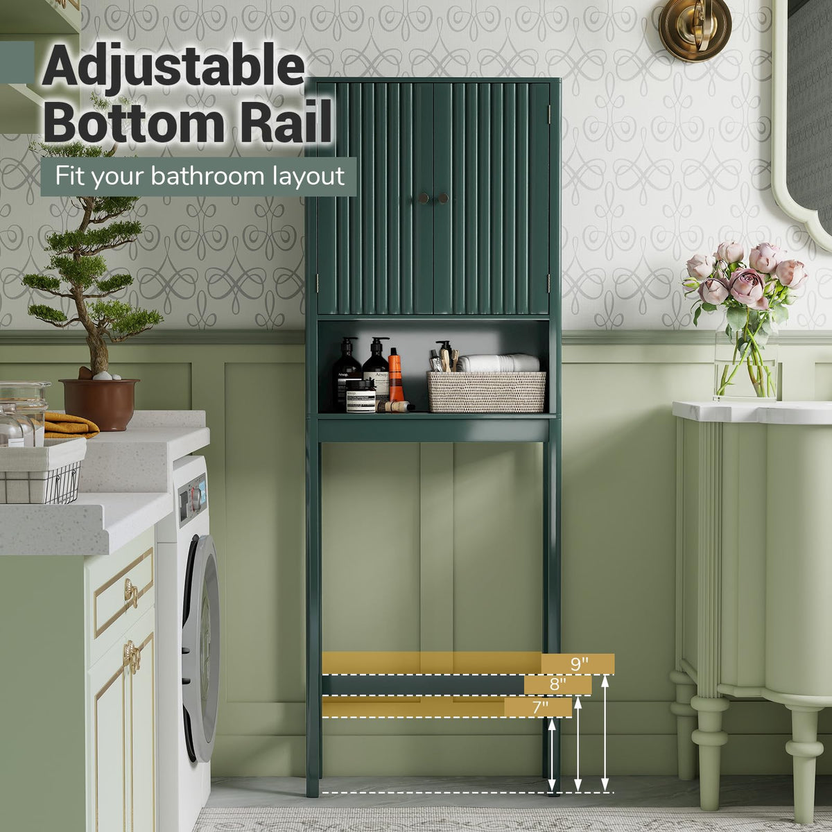 Over The Toilet Storage Cabinet with Fluted Doors G415