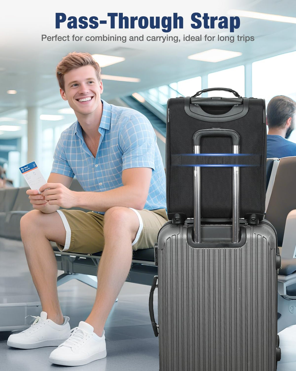 16 inch Underseat Carry On Luggage with Wheels Black V986