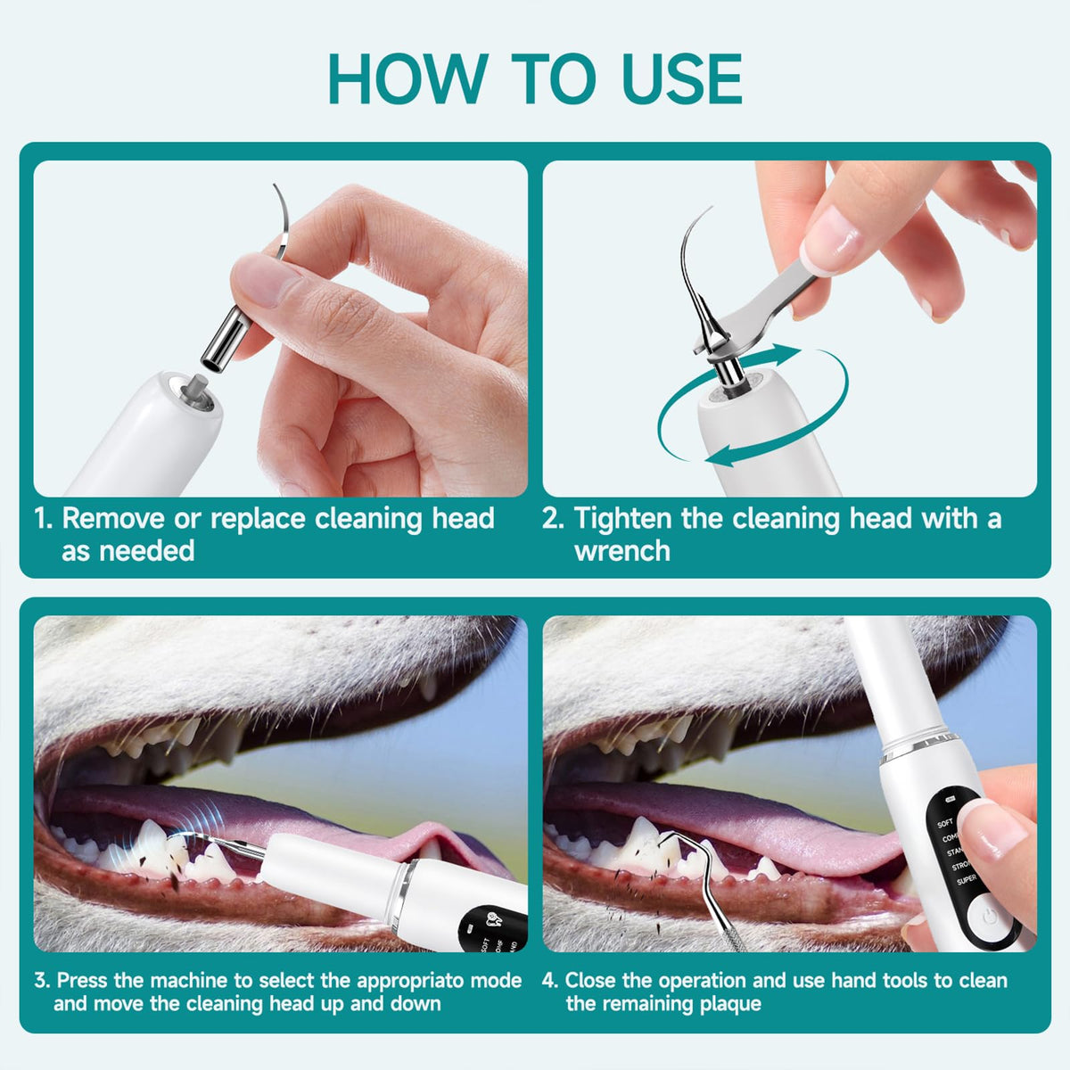 White Dog Teeth Cleaning Kit with LED Light H102