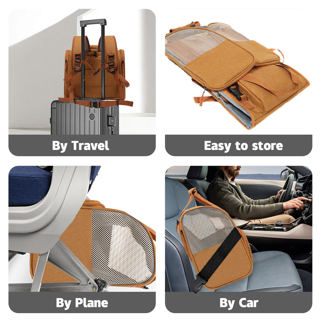 Brown Expandable Breathable Mesh Cat Carrier Backpack P87570
