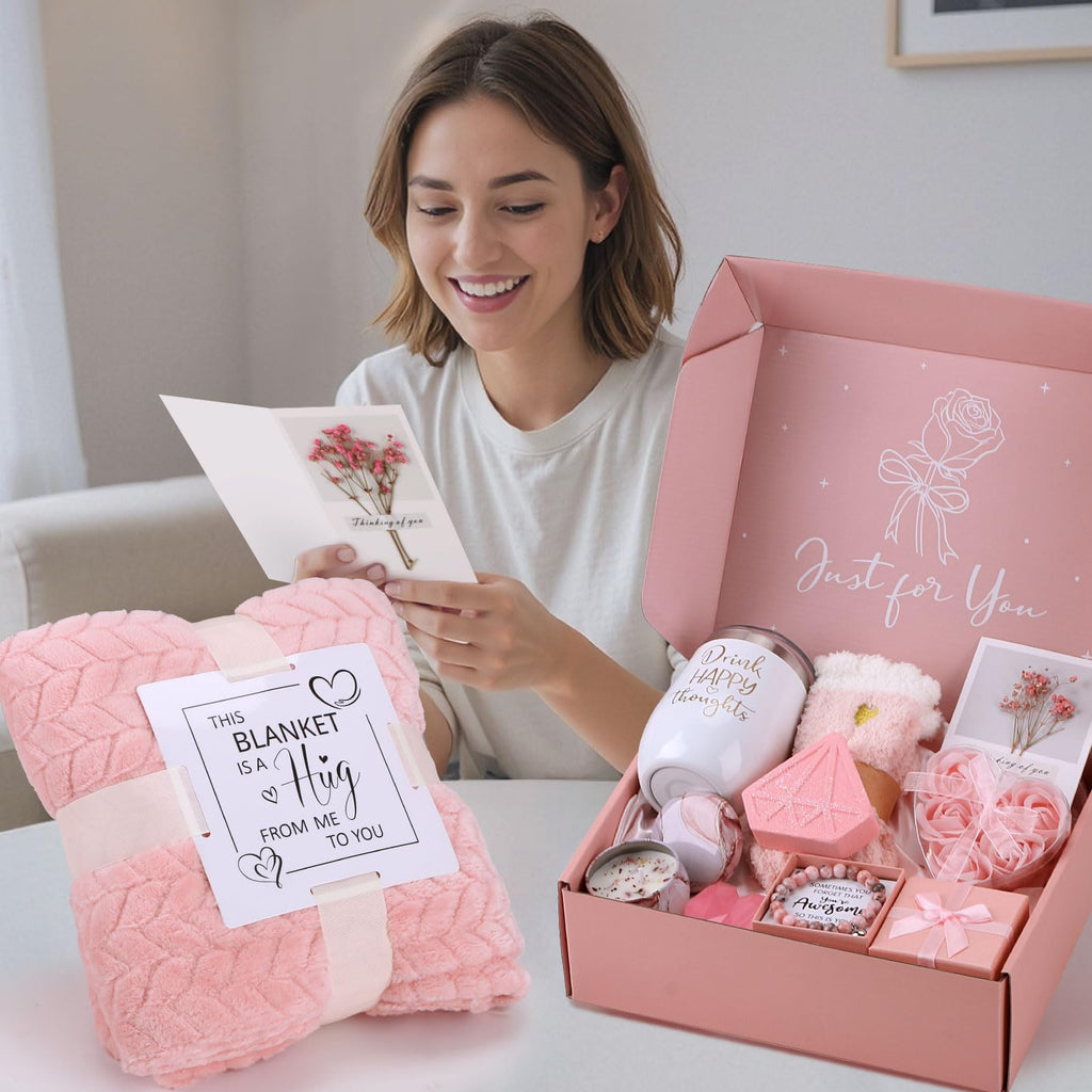 Pink Relaxing Spa Gift Set with Blanket S39425
