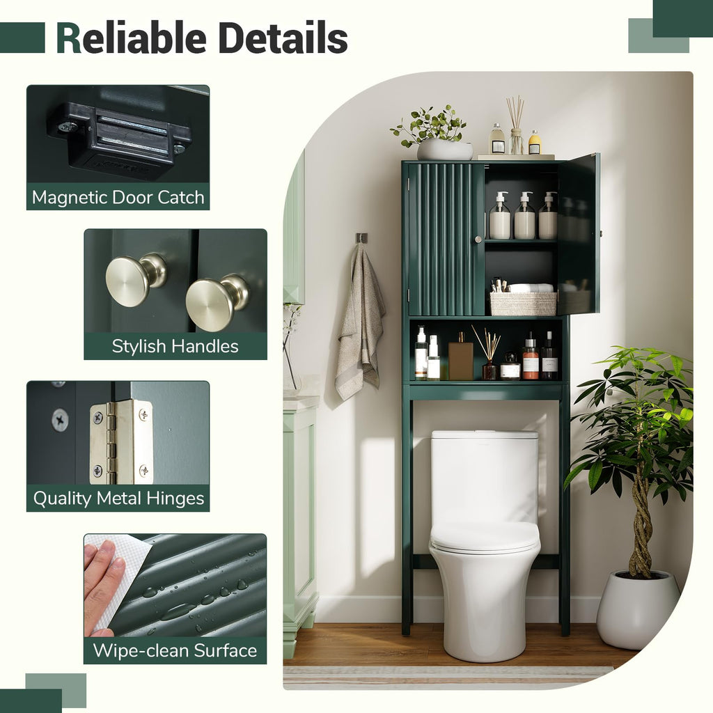 Over The Toilet Storage Cabinet with Fluted Doors G415