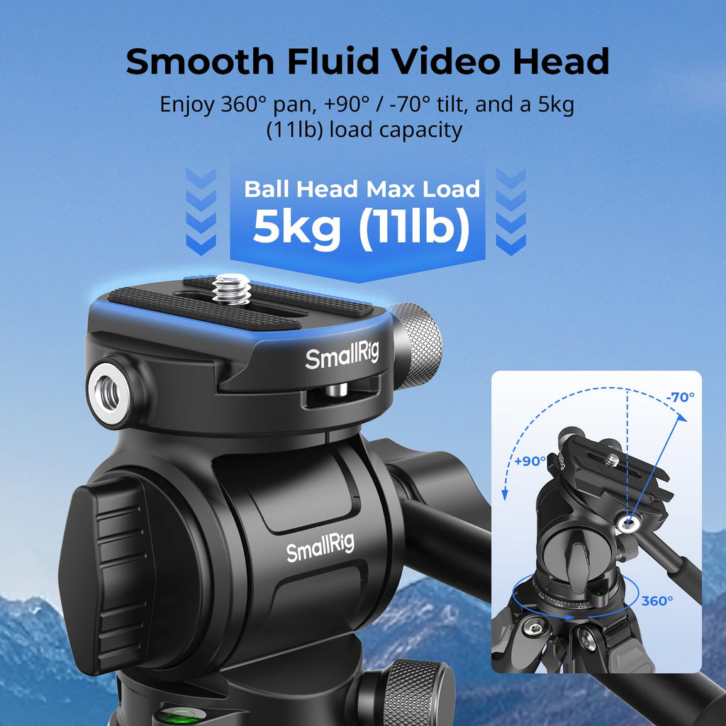 Carbon Fiber Compact Travel Tripod with Fluid Head N952
