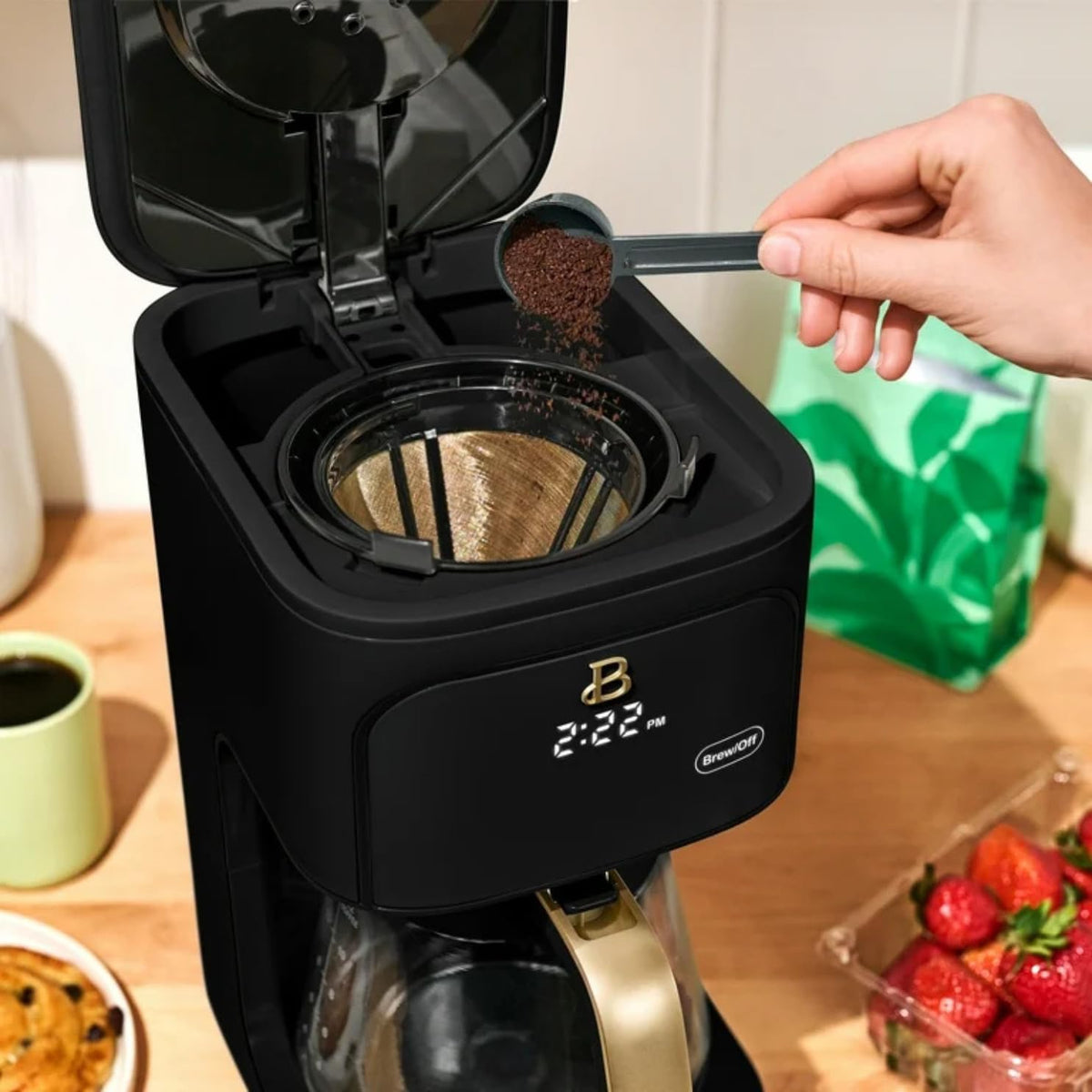 Programmable 12-Cup Drip Coffee Machine with Glass Carafe J195284
