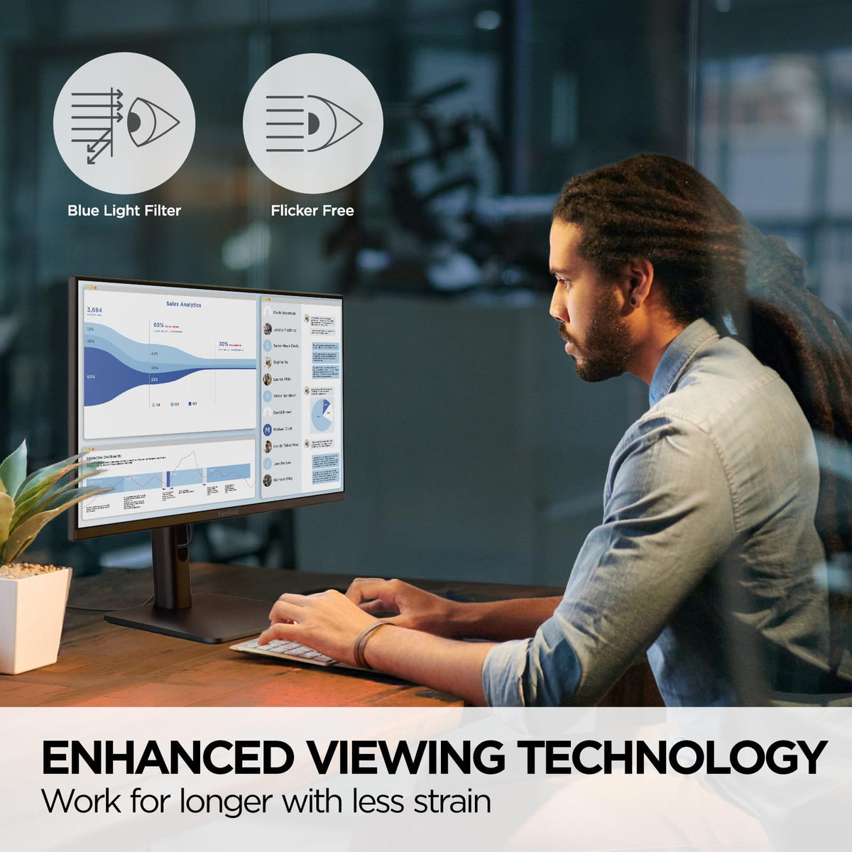 22 Inch 1080p VA Monitor with HDMI DisplayPort VGA USB P89394