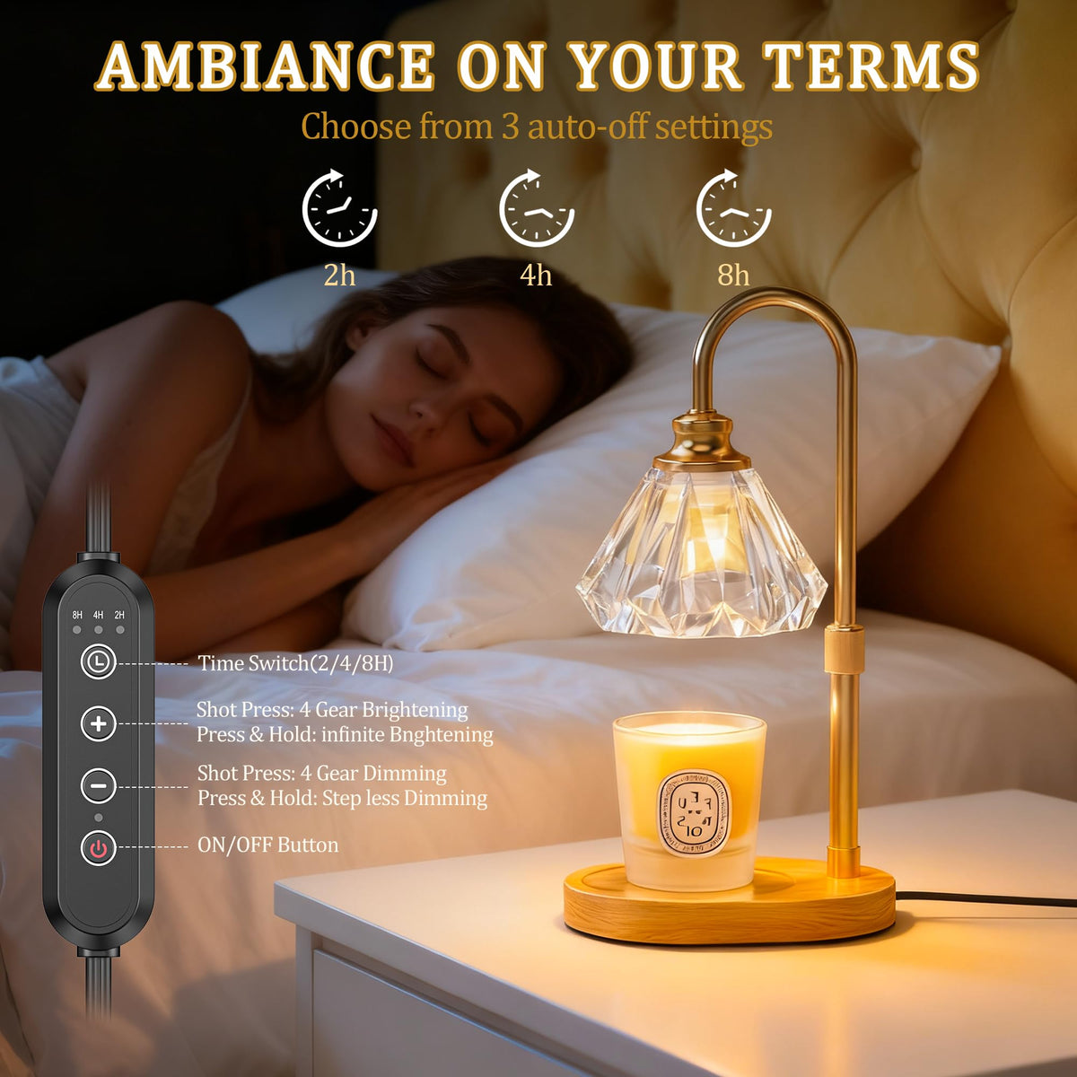 Dimmable Adjustable Candle Warmer Lamp with Timer Q653534