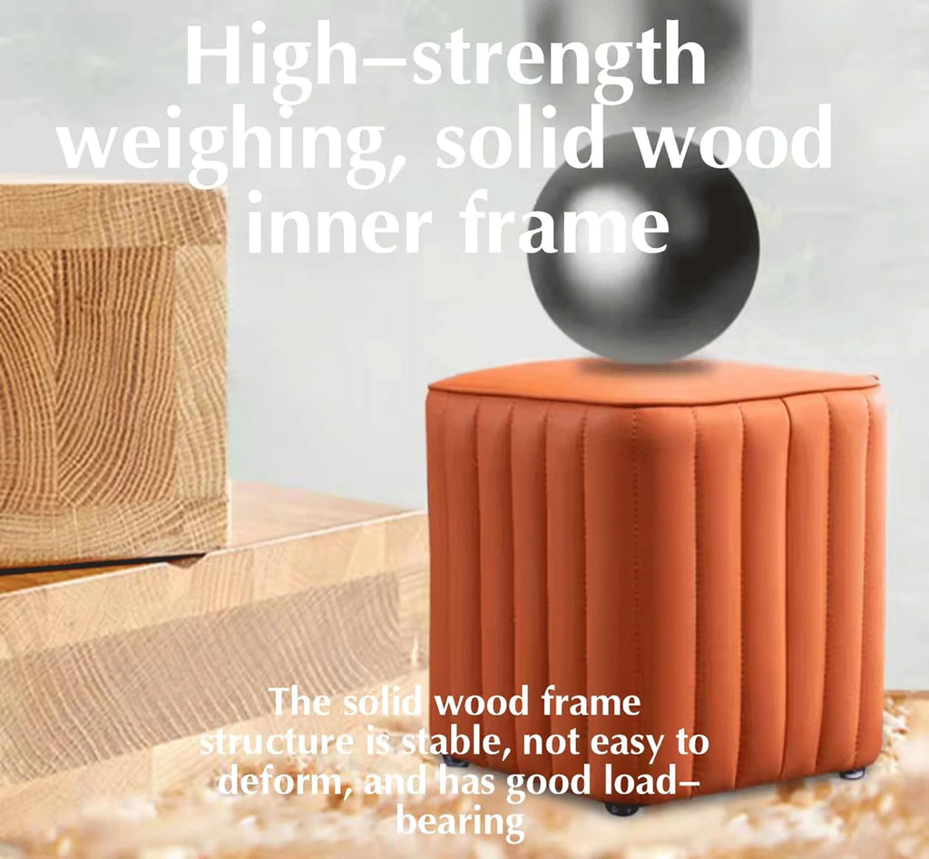 Leather Upholstered Square Footstool Q51127