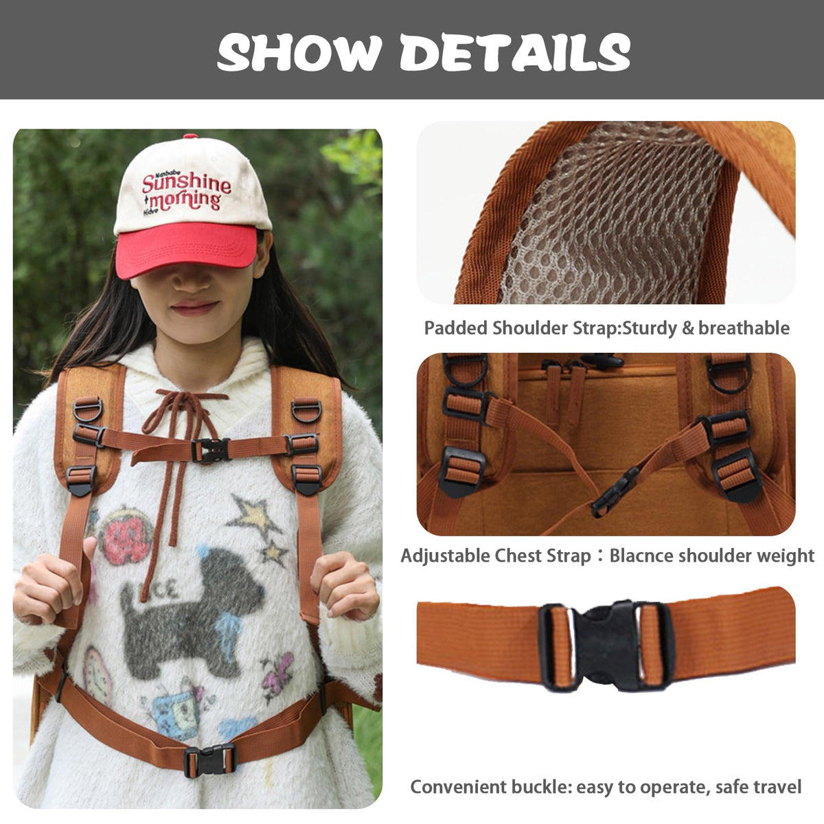 Brown Expandable Breathable Mesh Cat Carrier Backpack P87570