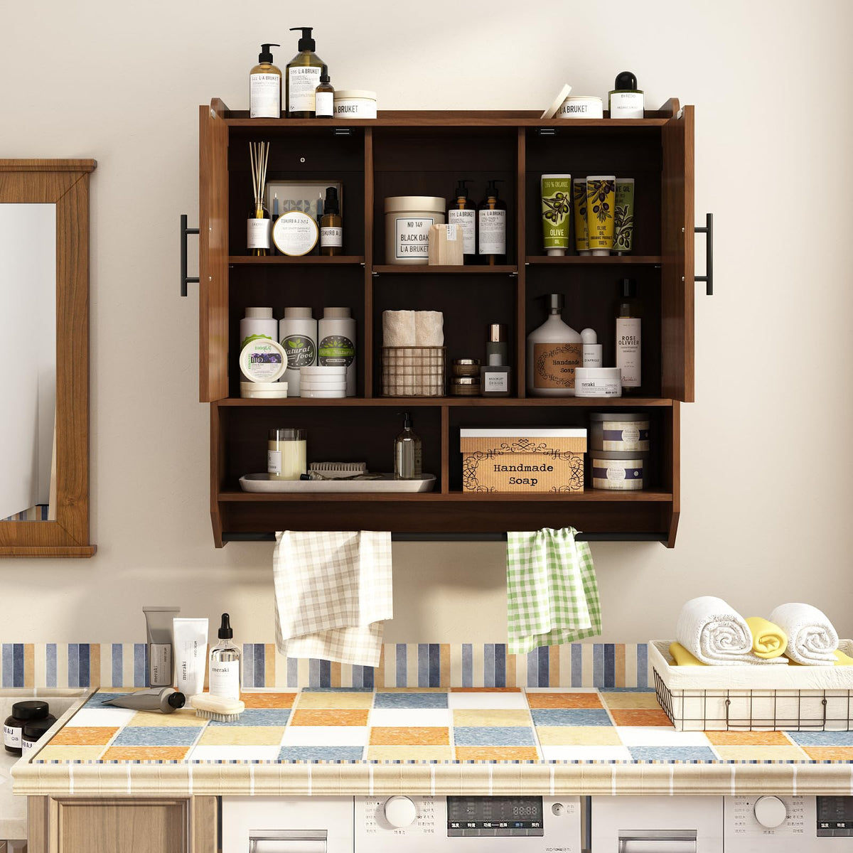 Fluted Wall Cabinet with Arched Doors & Adjustable Shelves V97694