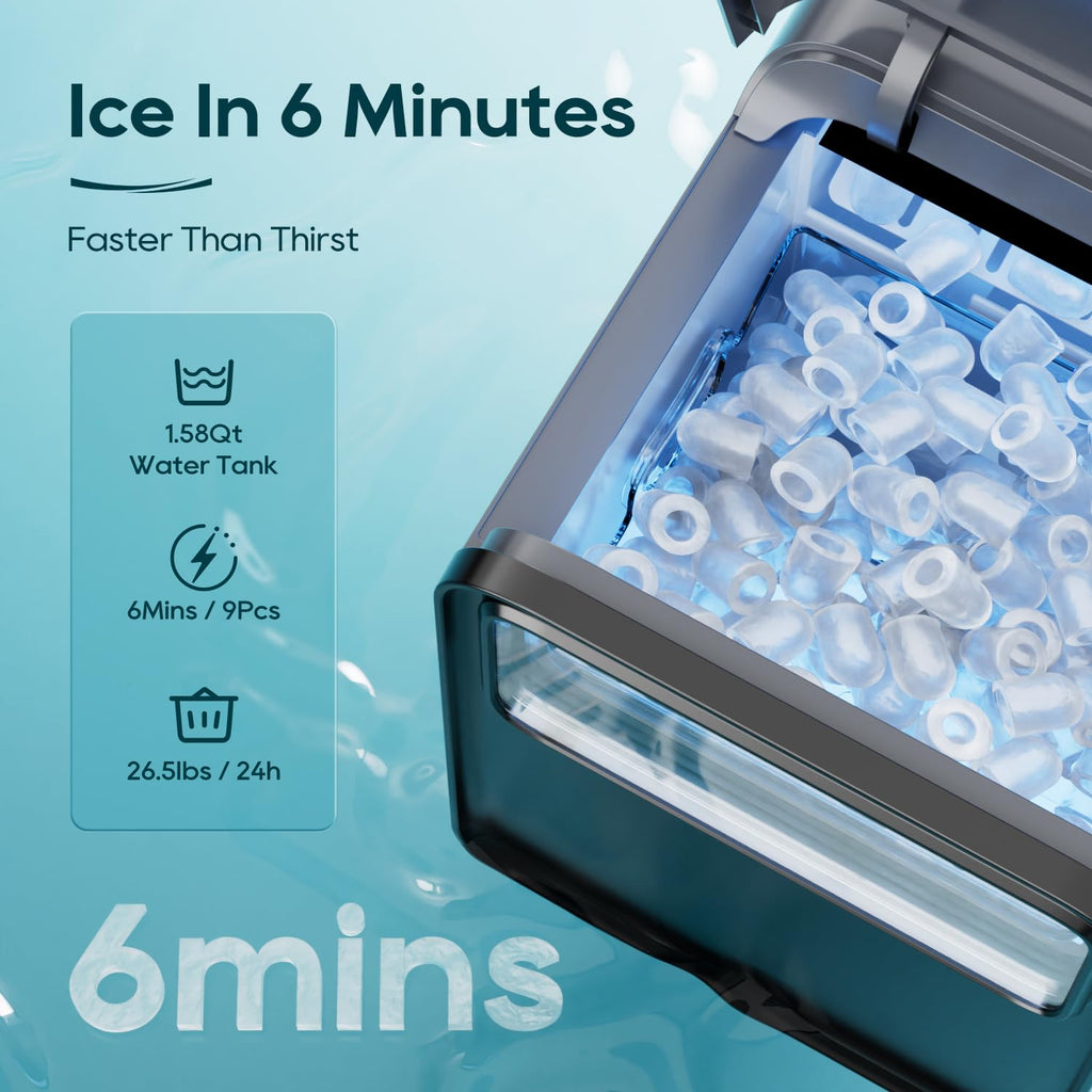 Countertop Ice Maker 9 Ice Cubes 26.5LBS/24H T3179