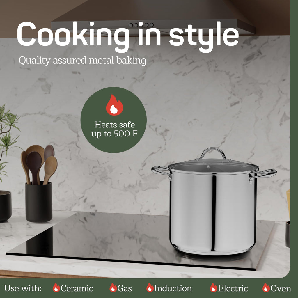 16 Quart Stainless Steel Stockpot with Tempered Glass Lid R4461