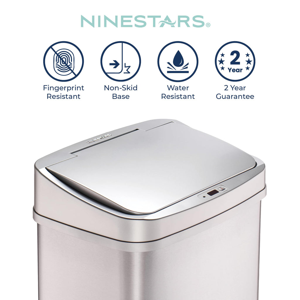 13 Gallon Automatic Stainless Steel Trash Can C1572
